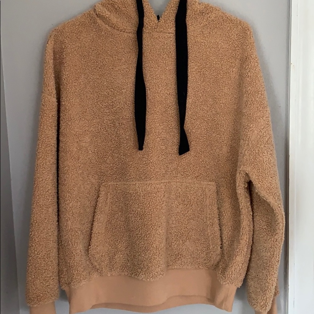 Fashionnova Tan Teddy Hoodie